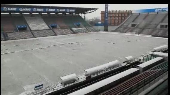 La nevicata allo stadio di Reggio Emilia