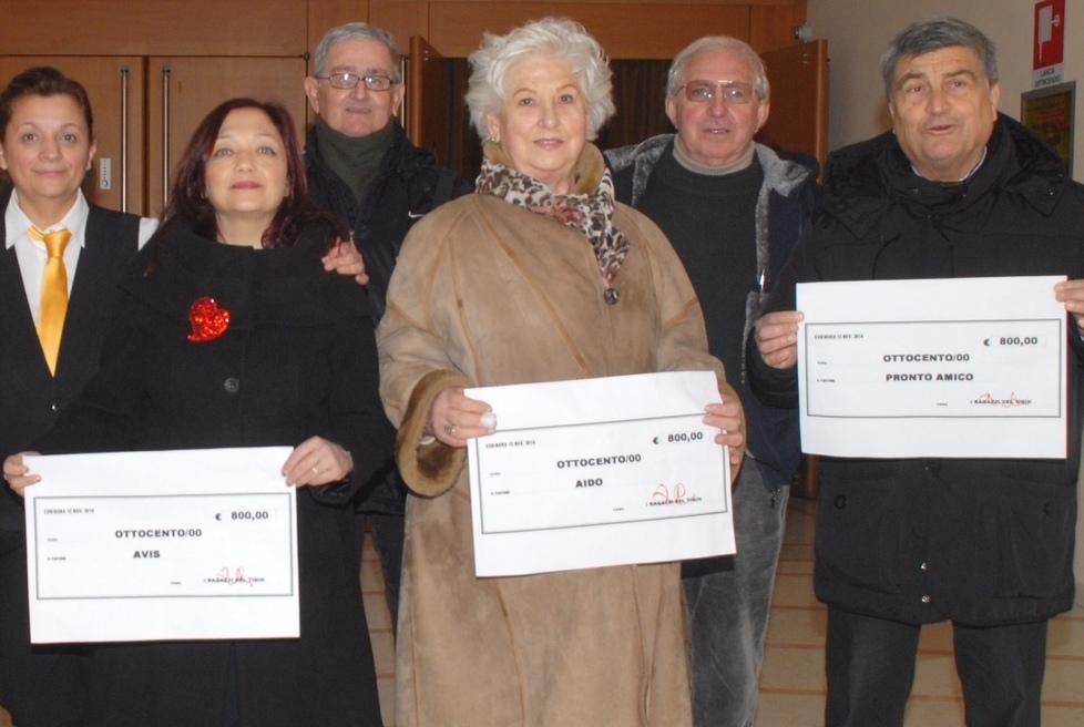 Tre assegni da ottocento euro alle associazioni di volontari