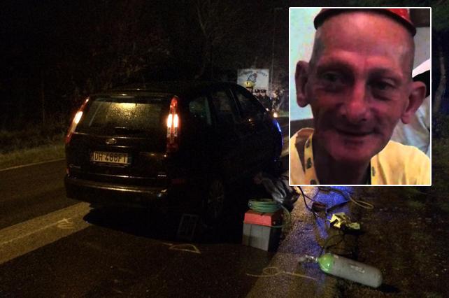 Mario Brigidi e il punto dell'incidente (foto Falorni / Silvi)