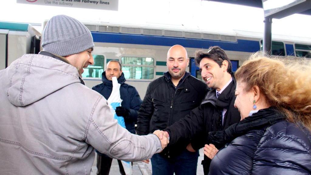 Marcella Amadio durante la protesta alla stazione