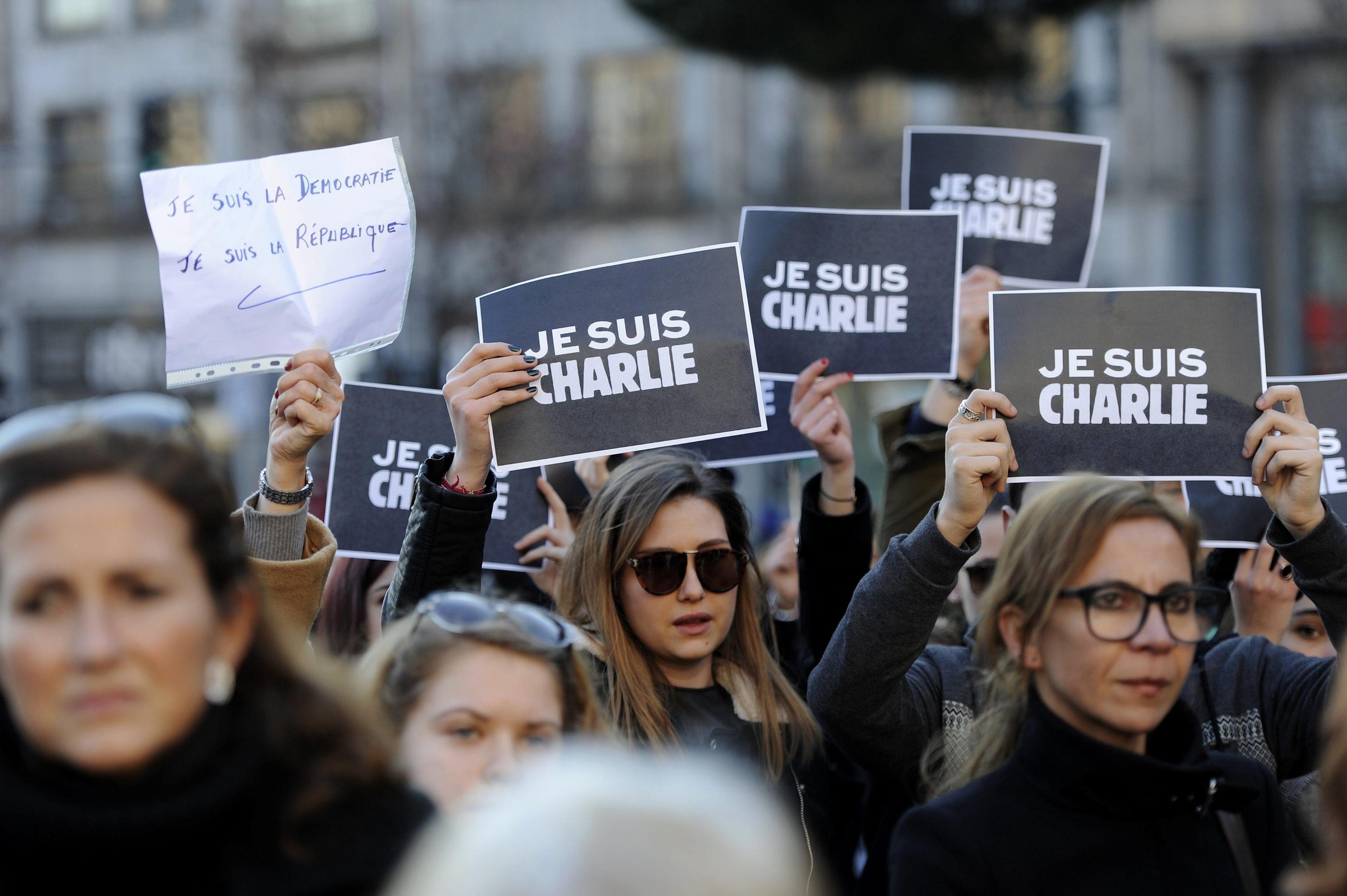 Una manifestazione all'indomani dell'attentato alla rivista Charlie Hebdo