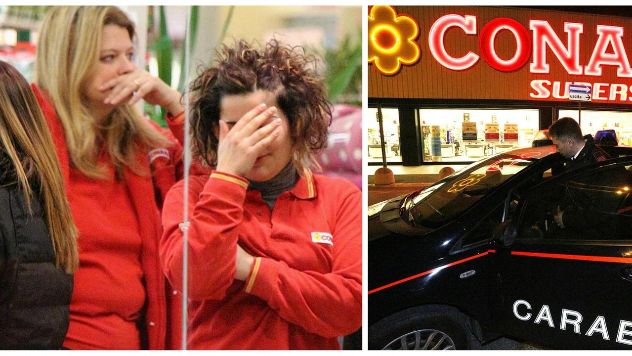 Le cassiere sotto choc e l'arrivo dei carabinieri (Foto Agenzia Carlo Sestini)