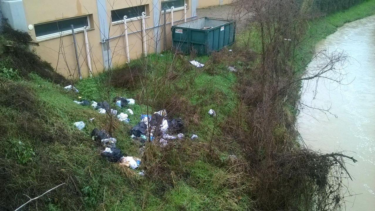 Rifiuti lungo il fiume Elsa