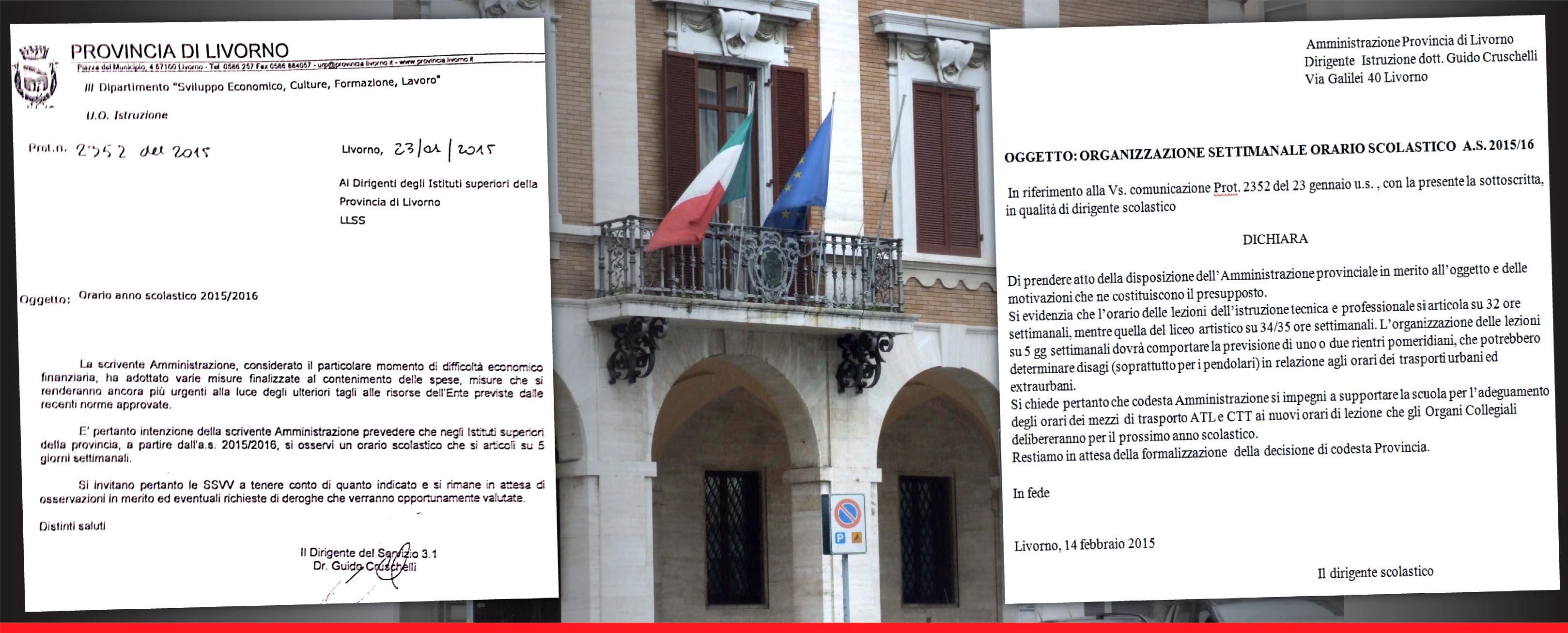 La lettera della Provincia ai presidi e quella che i presidi hanno inviato come risposta che dà in pratica il via libera alla settimana corta a partire dal prossimo anno scolastico