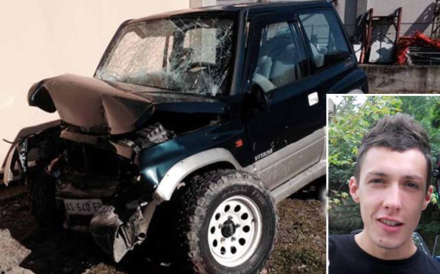 Luigi Albertelli e la Suzuki distrutta