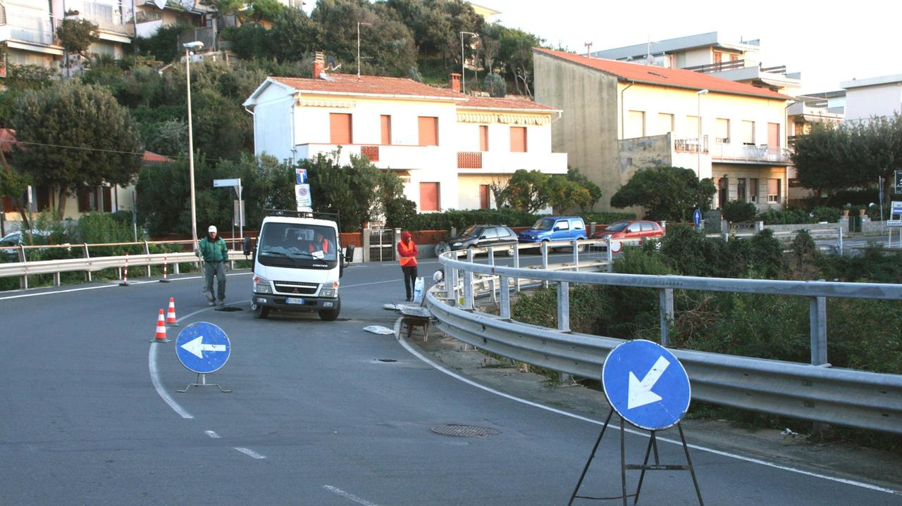 Lavori sull'Aurelia all'Altezza del Quercetano