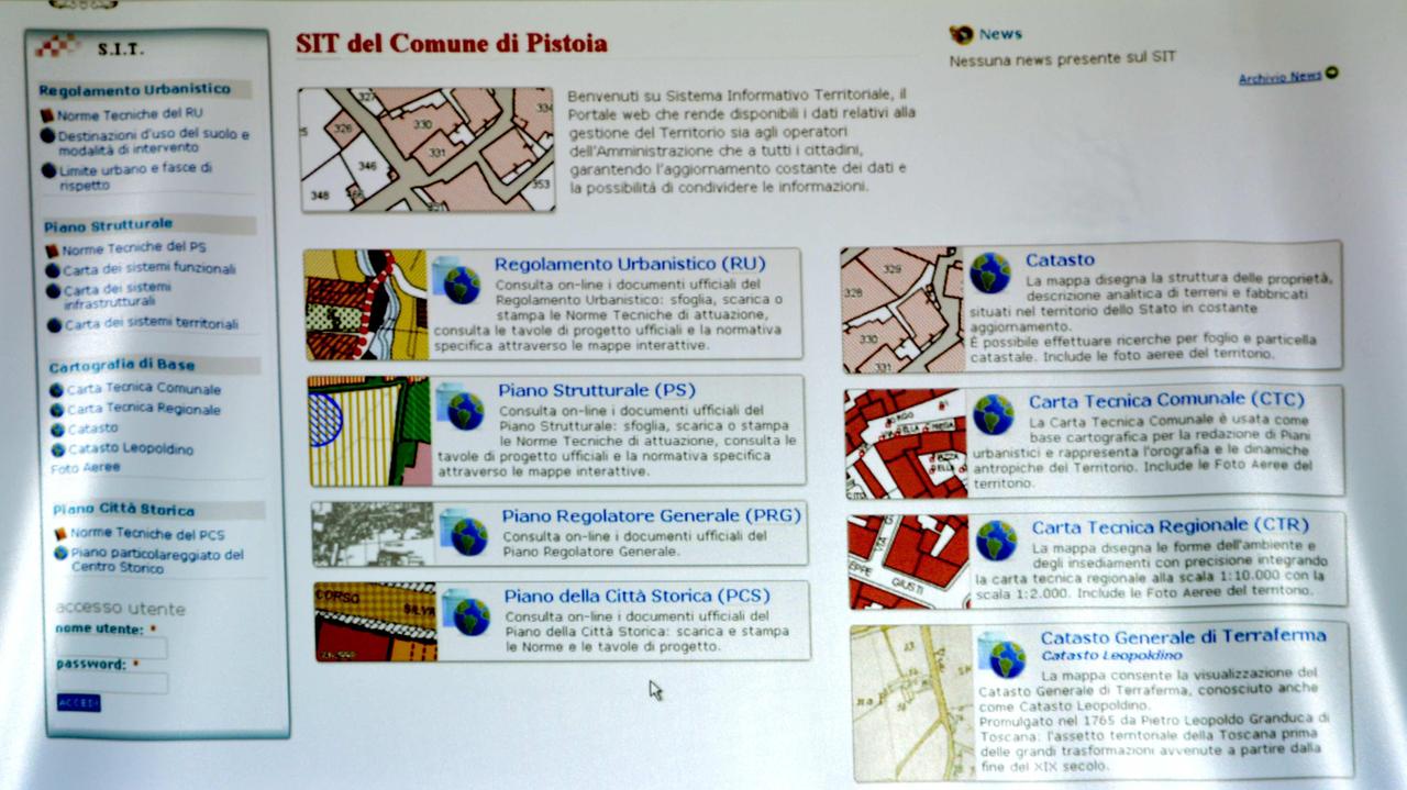 Sul web del Comune di Pistoia le cartine interattive del Regolamento urbanistico