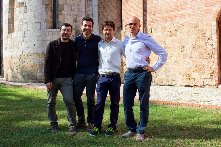 Il team dei quatro ingegneri: da sinistra Giacomo Baldi, Gabriele Montelisciani, Daniele Mazzei e Gualtiero Fantoni