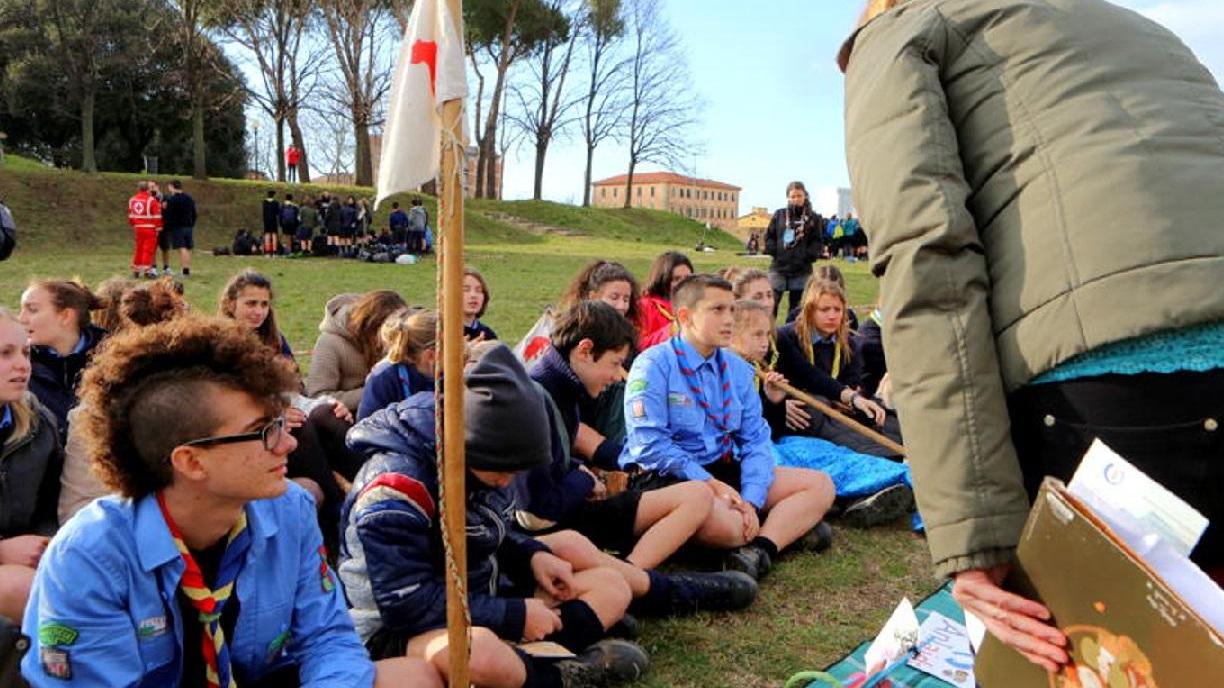 Un gruppo di scout Agesci in Fortezza Nuova (Marzi Pentafoto)