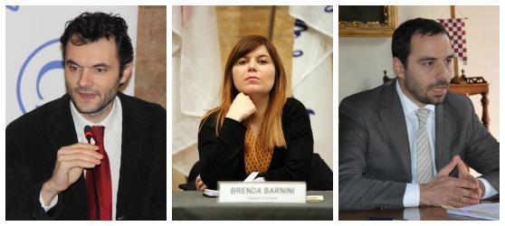 Da sinistra Matteo Biffoni, Brenda Barnini e Samuele Bertinelli