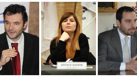 Da sinistra Matteo Biffoni, Brenda Barnini e Samuele Bertinelli