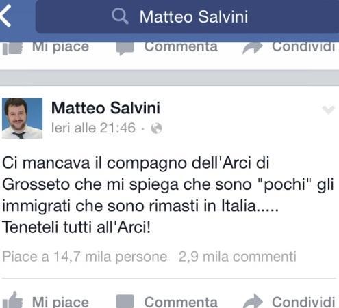 Scintille tra Salvini e l’Arci nella diretta sui migranti 