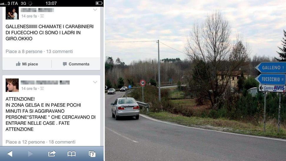 Ladri segnalati via Facebook scattano le ronde in auto a Galleno