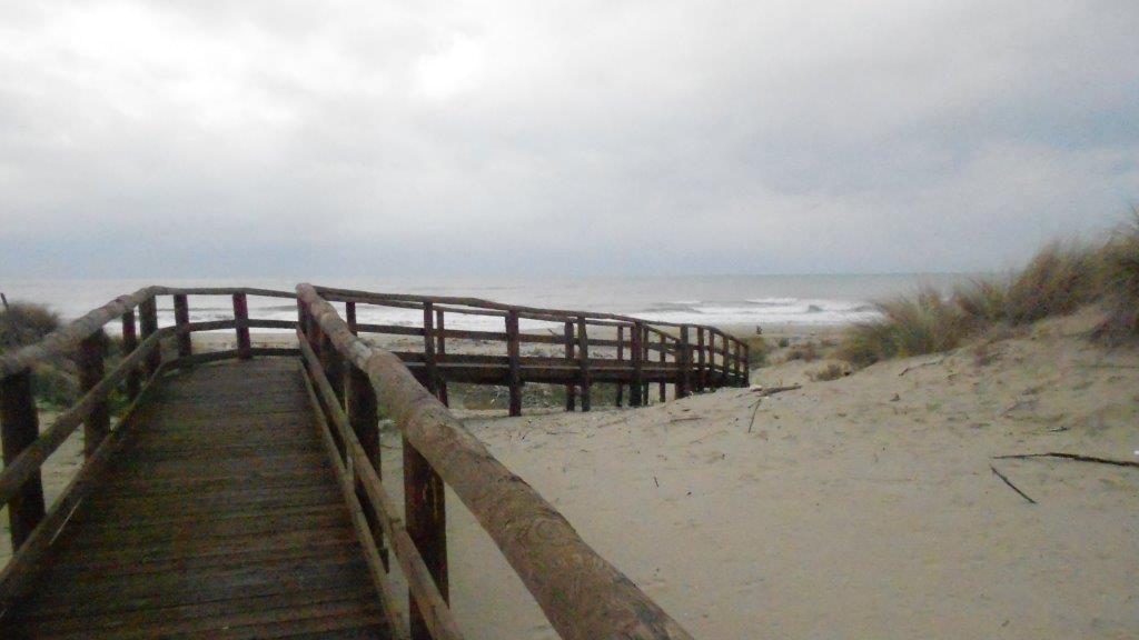La passerella costruita per l'accesso al mare