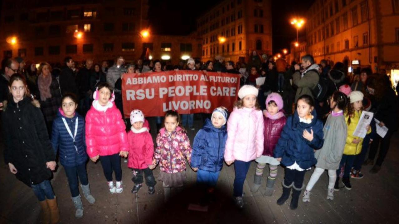 Manifestazione di lavoratrici di People Care a fine gennaio