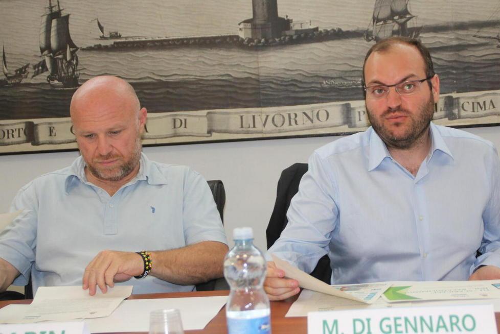 Il sindaco Filippo Nogarin con l'ex amministratore di Aamps Marco Di Gennaro 