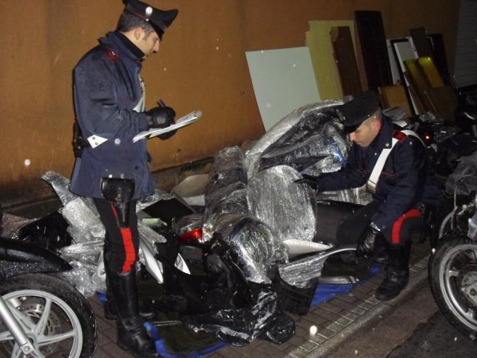 Le moto sequestrate dai carabinieri 