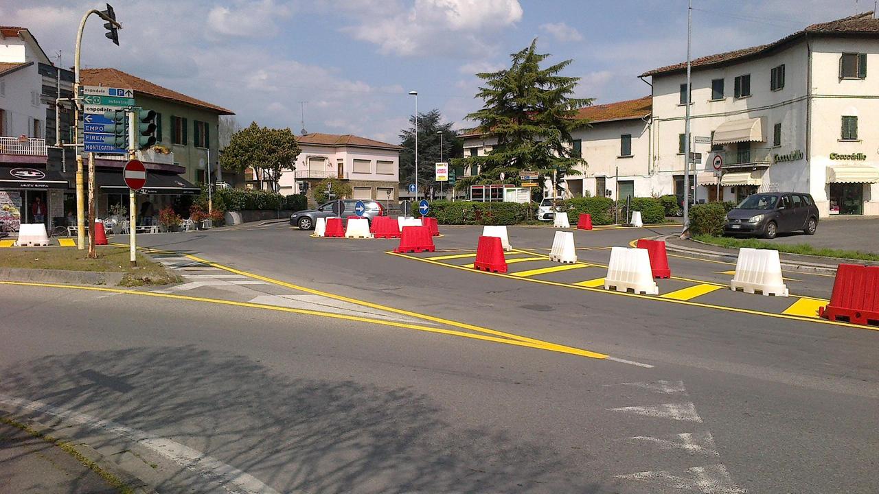 La rotatoria provvisoria alla Ferruzza