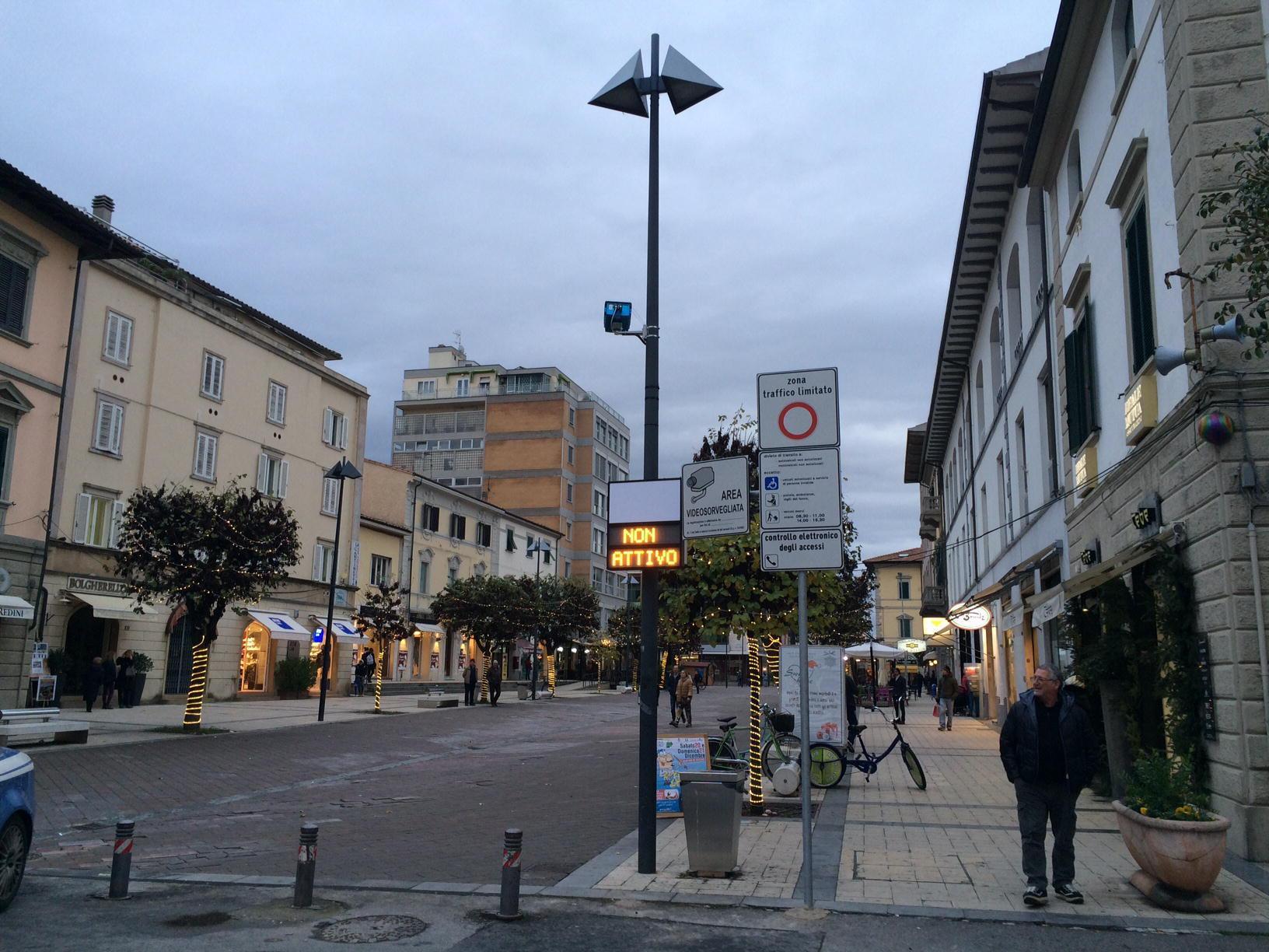 Uno dei varchi che sarà attivato sul corso Matteotti