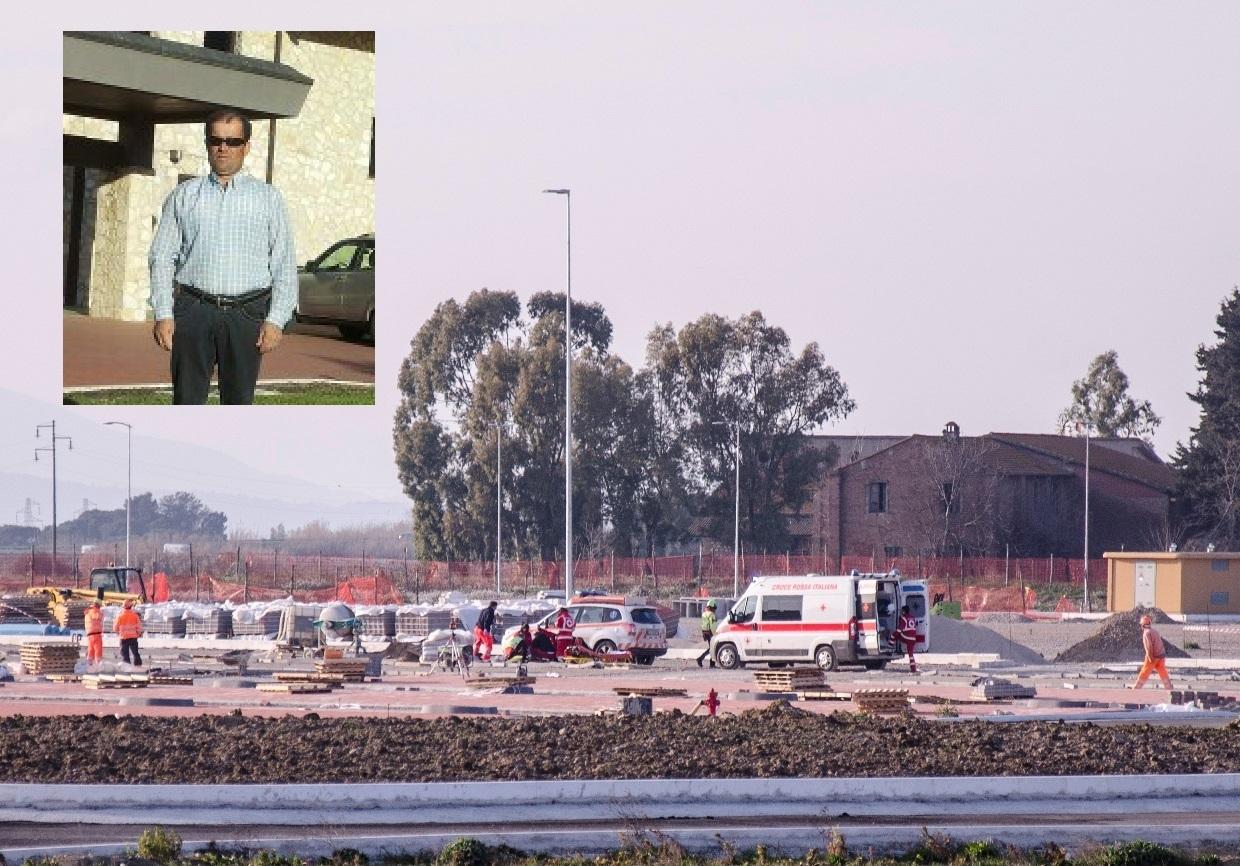 I soccorsi al cantiere della nuova Coop (foto Bf) e, nel riquadro, Abdil Sinani
