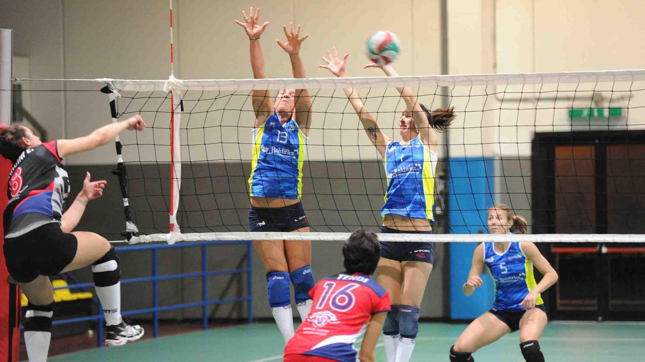 Un muro del Blu Volley Quarrata (Foto Gori)