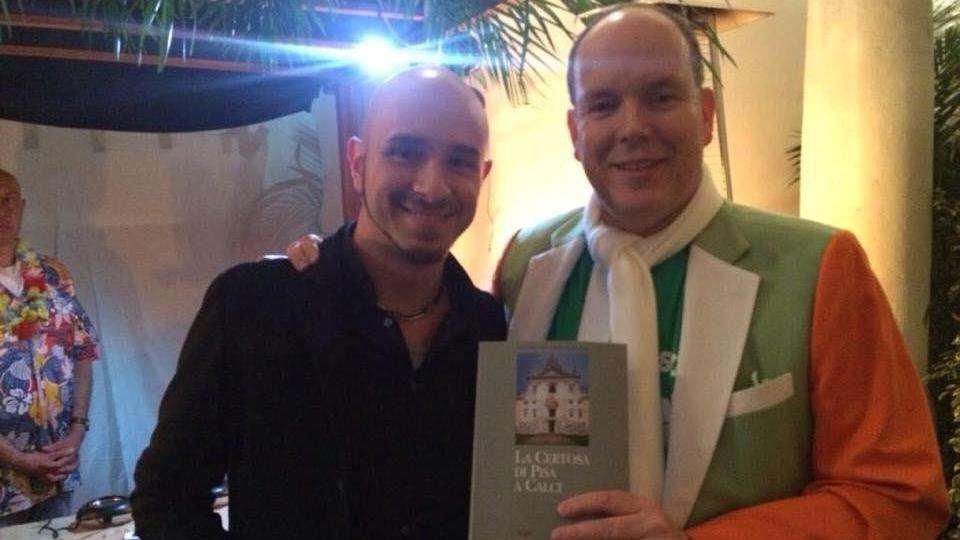 Il calcesano Luca Pachetti con il principe Alberto di Monaco