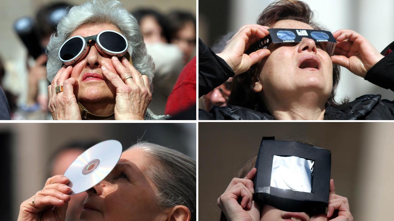 Tutti con gli occhi rivolti al cielo per vedere l'eclissi