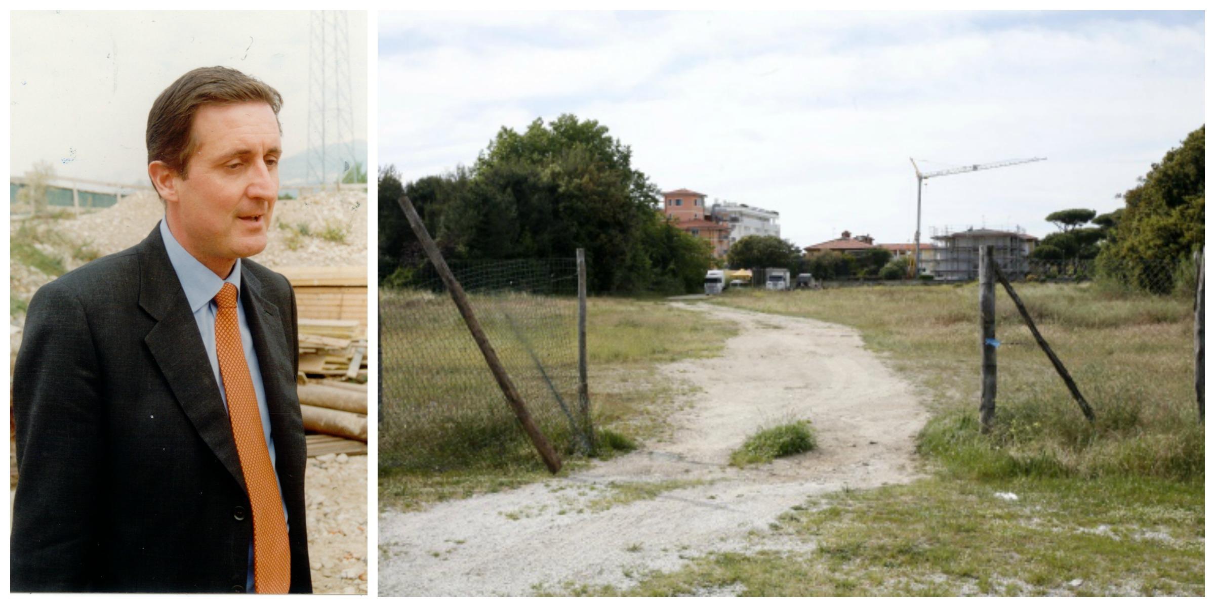 Claudio Castellacci e (a destra) l'area dell'ex Bussoladomani