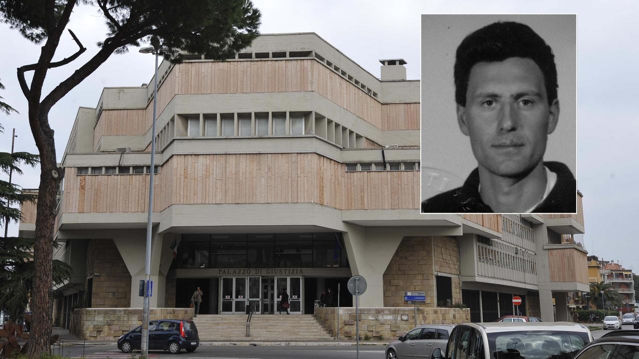 Il Tribunale di Grosseto e nel riquadro Pietro Franci, la vittima dell'incidente nel cantiere