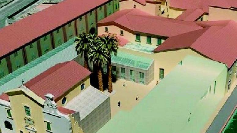 Il rendering del museo della città fra piazza del Luogo Pio e i Bottini dell'Olio