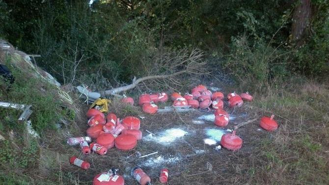 Estintori rinvenuti in un'area del Parco di San Rossore