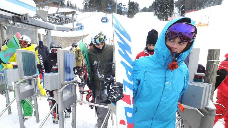 Sciatori all'Ovovia, sulle piste di Abetone (foto Gori)