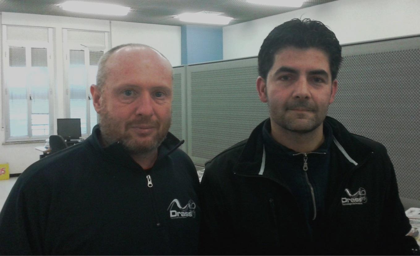 Mirko Pasquini e, a destra, Domenico Leotta, lavoratori Drass con contratto a termine