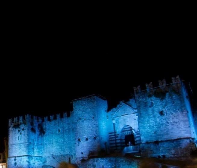 Il Castello dell'Imperatore illuminato di blu