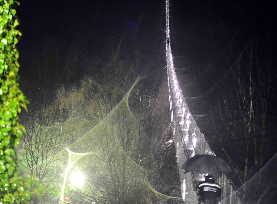 Un'immagine notturna del Ponte Sospeso