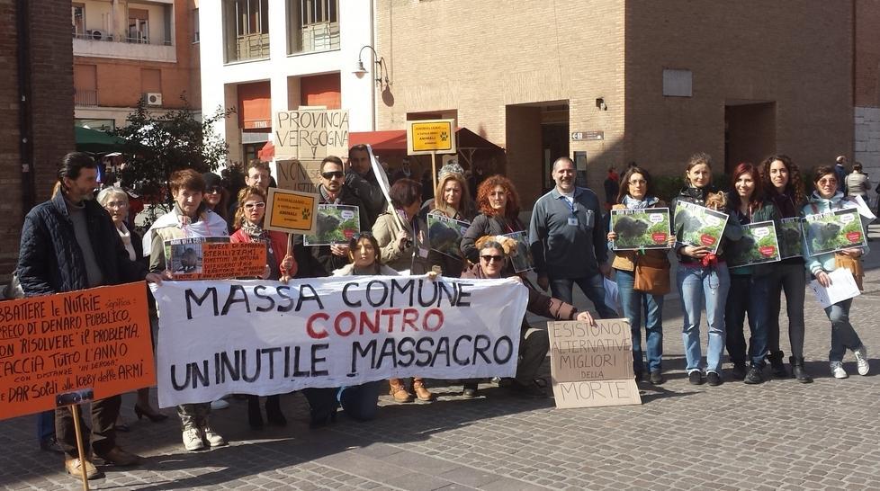 La protesta degli animalisti contro la strage delle nutrie