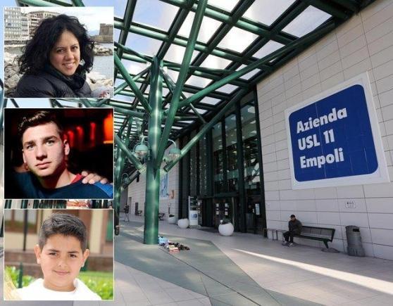 Dall'alto verso il basso Marta Corti, Mattia Brendaglia e Giovanni Locci, le tre vittime della meningite