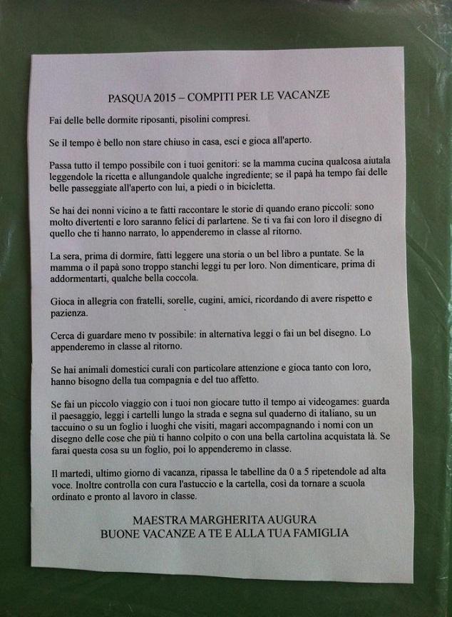 Il vademecum della maestra che agli alunni ha detto: niente compiti per le vacanze