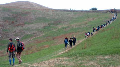 Pellegrini percorrono la via Francigena