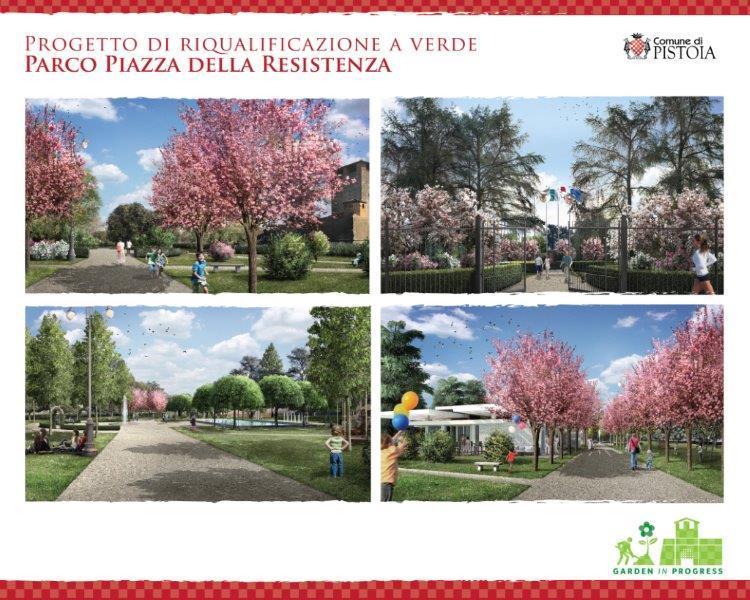Un rendering del progetto di riqualificazione di piazza della Resistenza 