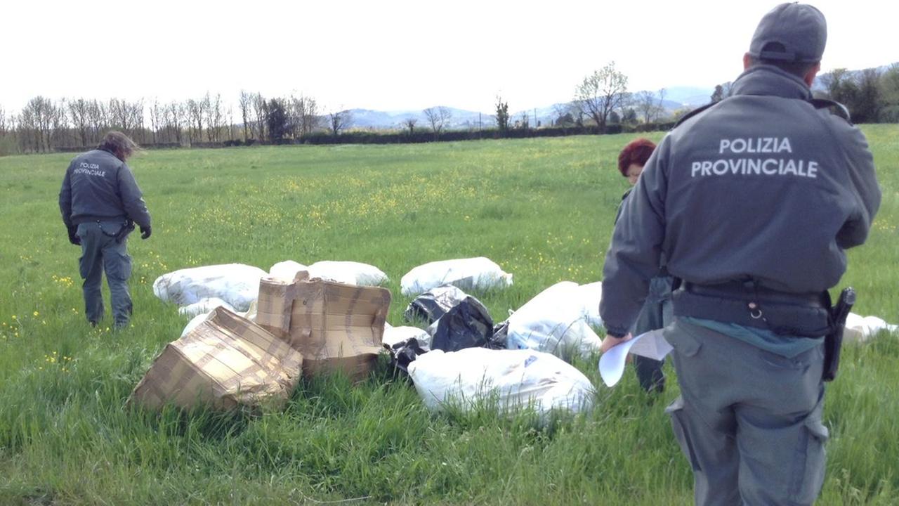 La polizia provinciale all'opera a Castelnuovo (foto Batavia)