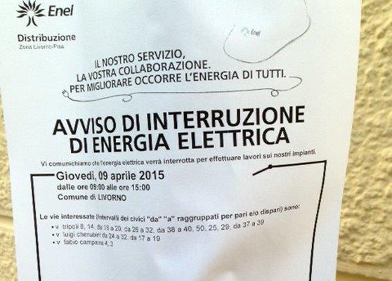 L'avviso di Enel Distribuzione relativo ai lavori 