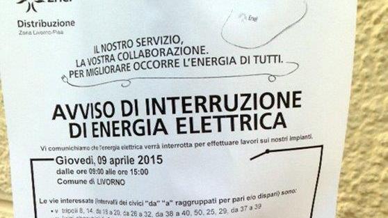 L'avviso di Enel Distribuzione relativo ai lavori