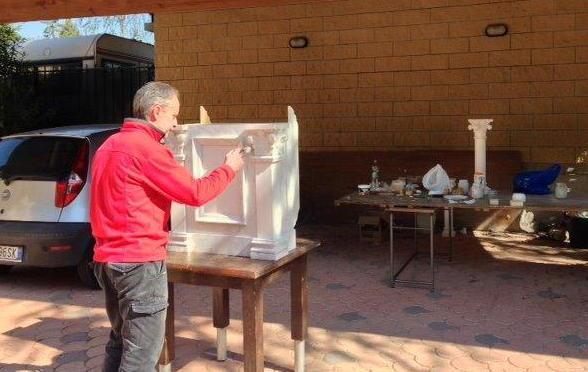 Una fase dei lavori di restauro