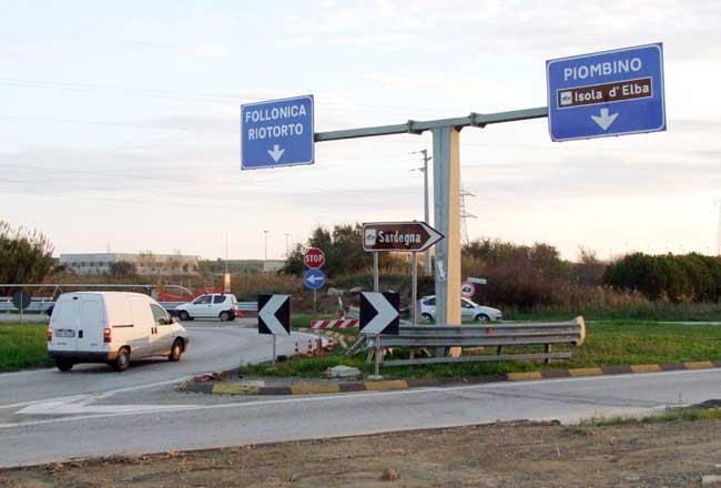 L'incrocio con la Geodetica alle porte di Piombino
