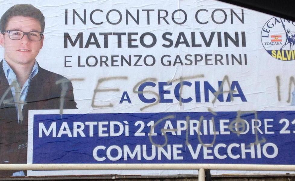Un cappio e minacce sul manifesto leghista 