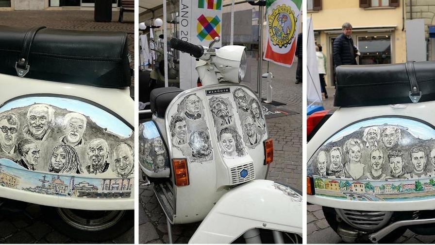 La Vespa coi volti dei “vip” locali