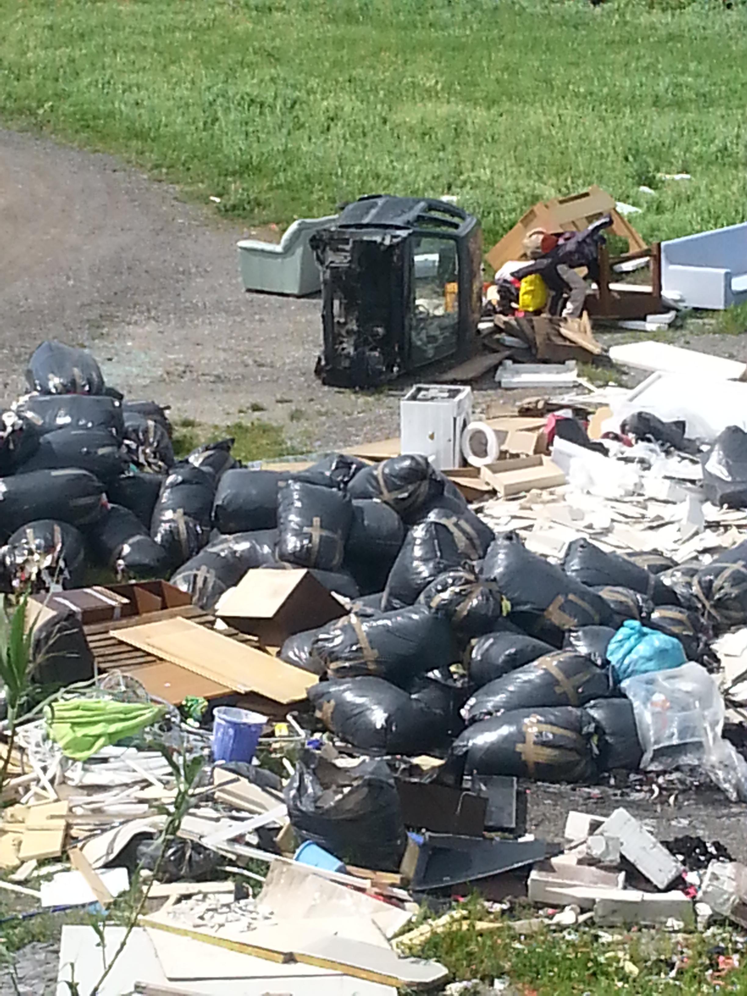 La discarica abusiva sul viale Marconi (foto Fabio Rossi)