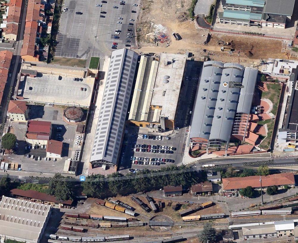 Un'immagine dall'alto del complesso immobiliare della Fondazione nell'area ex Breda