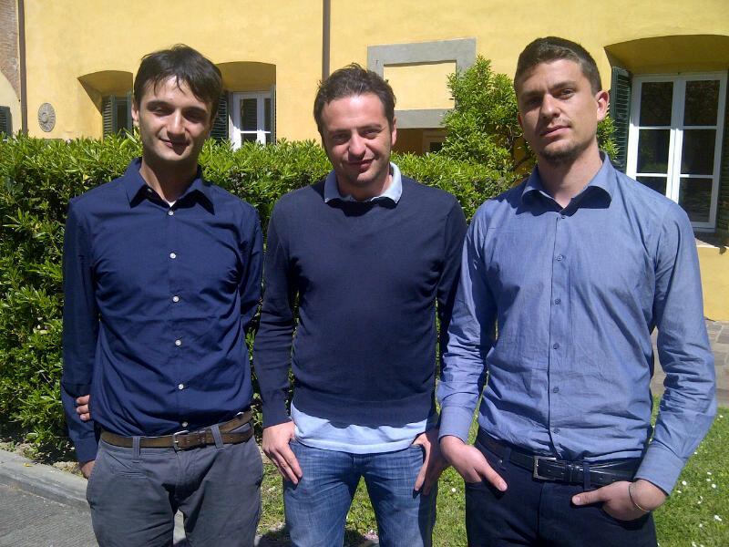 Da sinistra Sergio Tarantino, Alessandro Diodato e Andrea Cafarelli tutti e tre allievi dell'Istituto di BioRobotica della Scuola Superiore Sant'Anna 